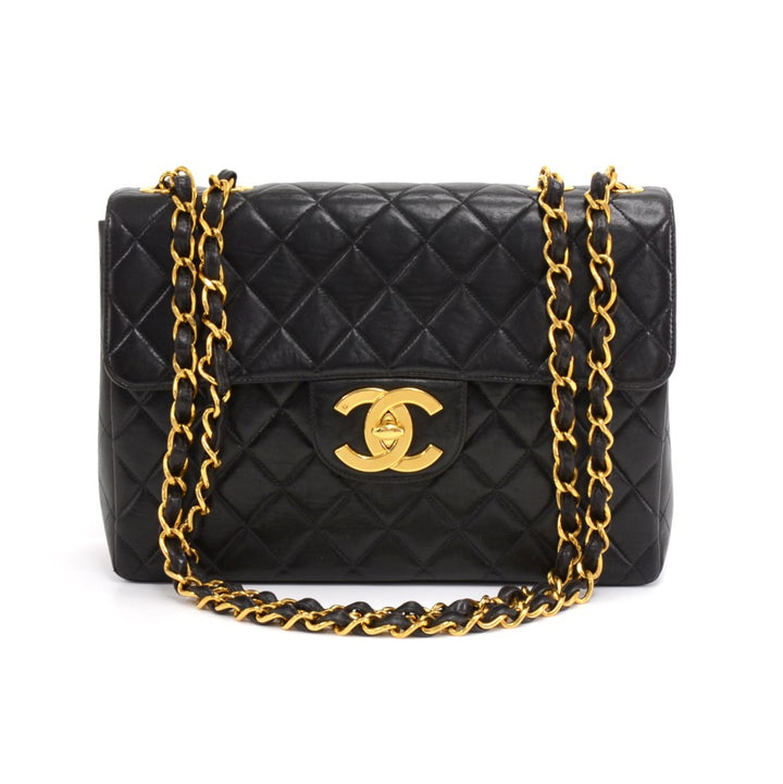 lambskin leather jumbo flap bag