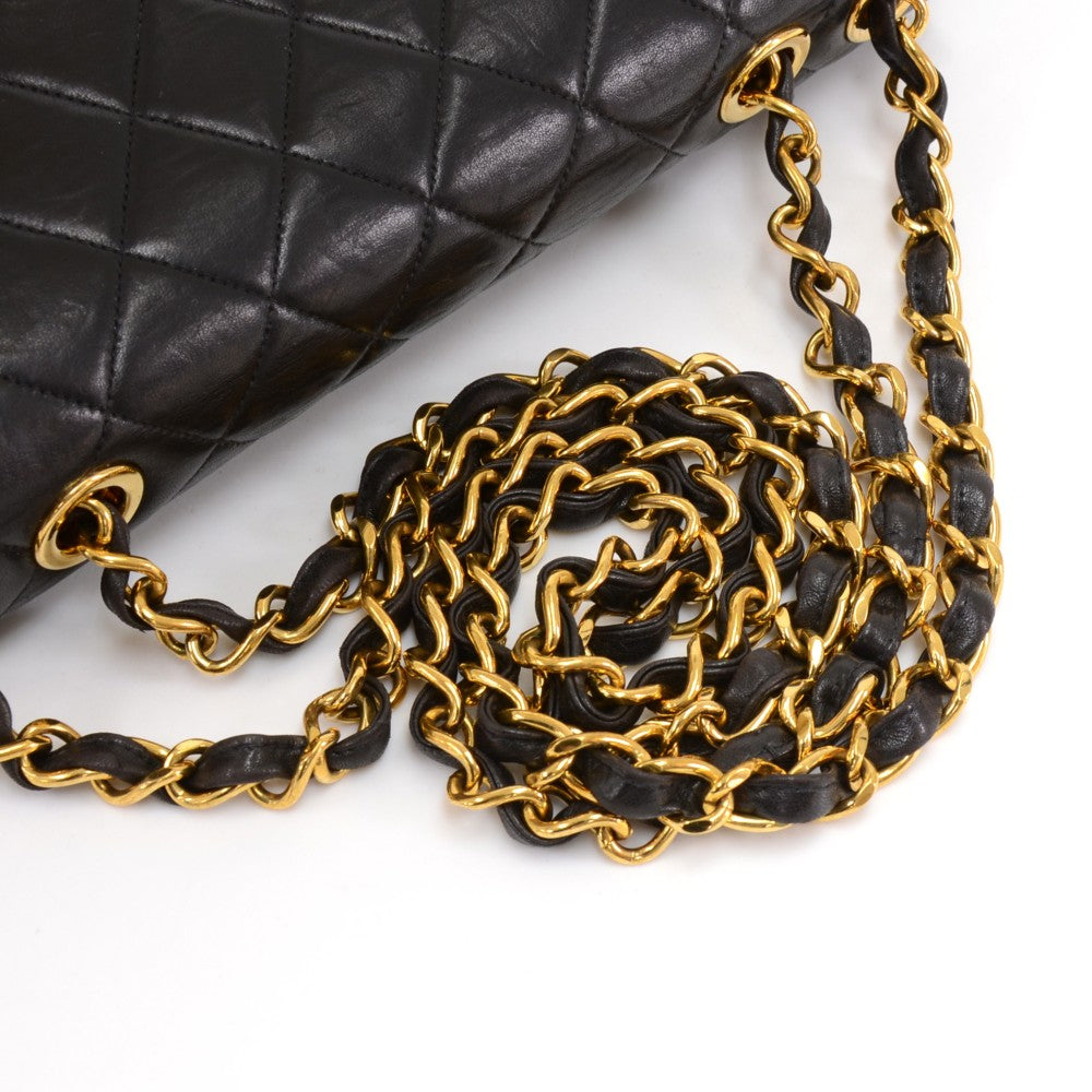 lambskin leather jumbo flap bag