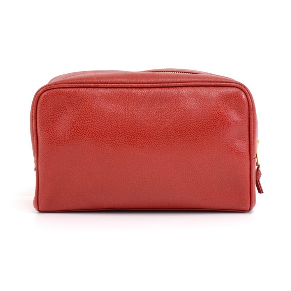 red caviar leather cosmetic bag