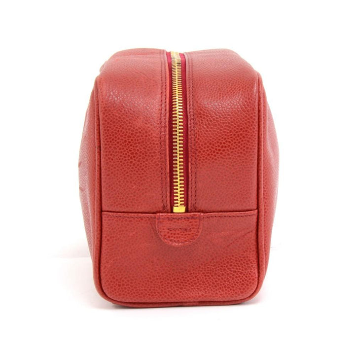 red caviar leather cosmetic bag