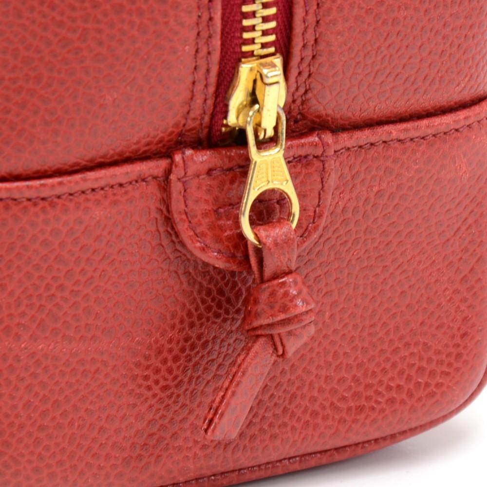 red caviar leather cosmetic bag