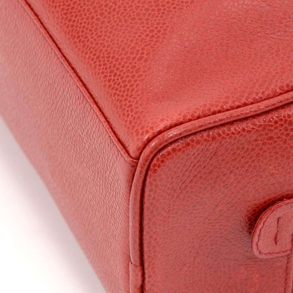 red caviar leather cosmetic bag
