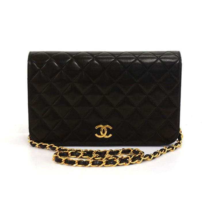 9" classic flap quilted lambskin leather shoulder bag
