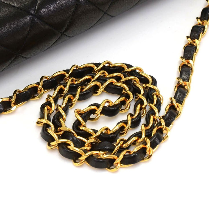 9" classic flap quilted lambskin leather shoulder bag