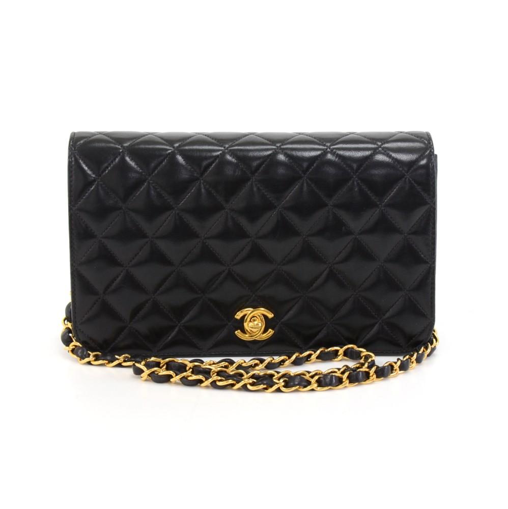 9" quilted lambskin single flap shoulder bag