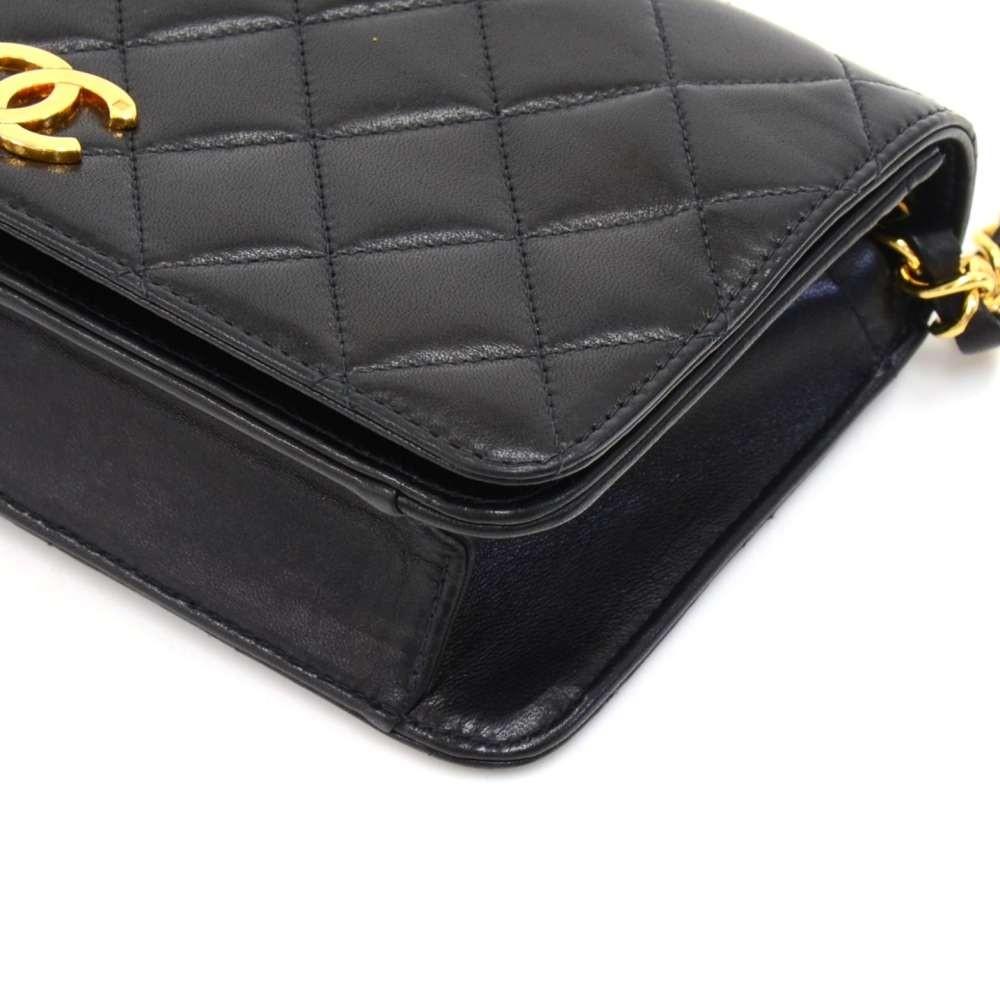 7.5" single flap quilted lambskin leather shoulder bag