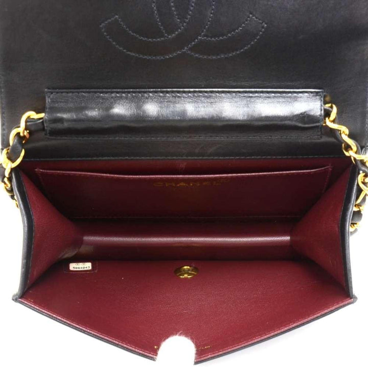 7.5" single flap quilted lambskin leather shoulder bag