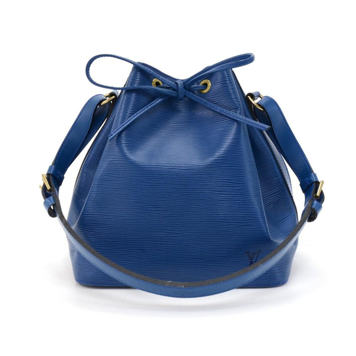 petit noe blue epi leather bag