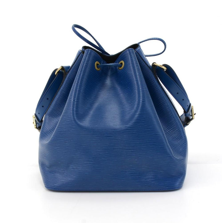 petit noe blue epi leather bag