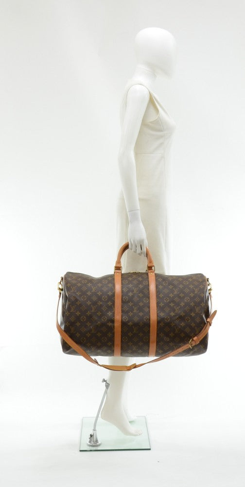keepall 55 bandouliere monogram canvas travel bag with strap