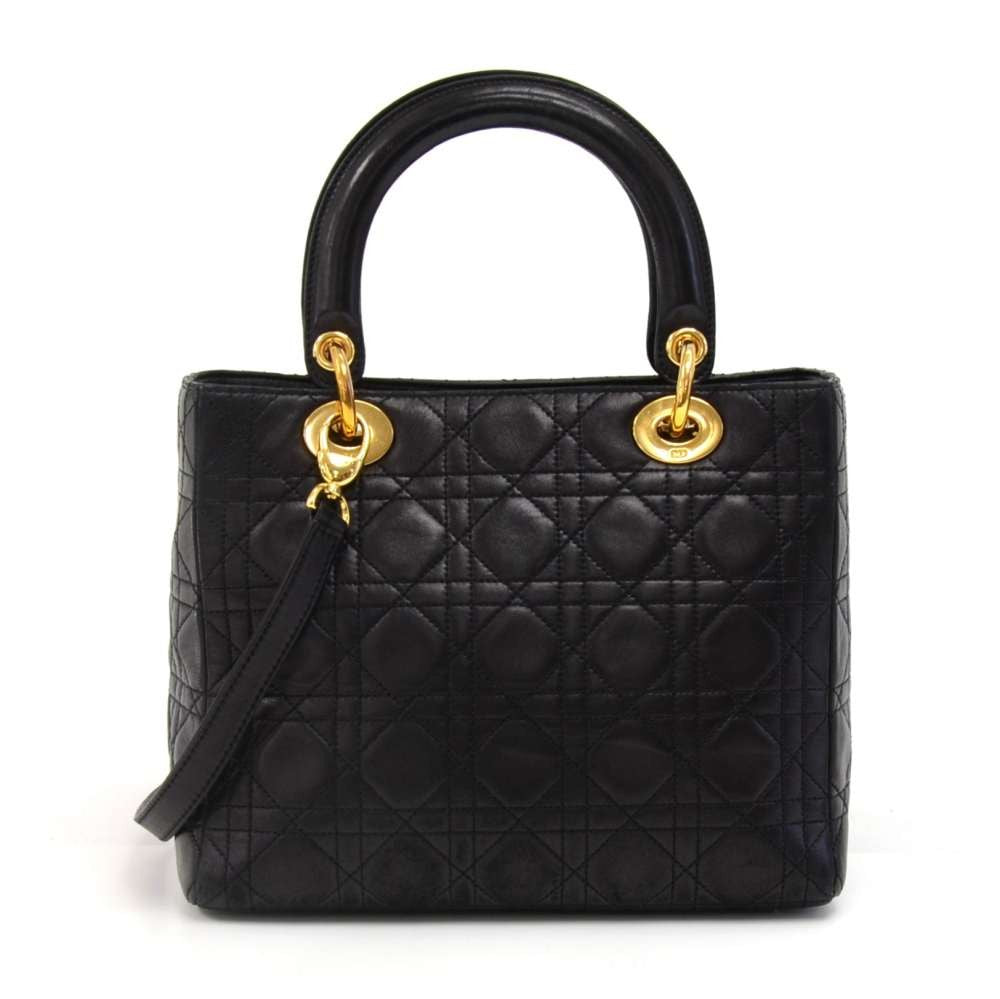 lady dior cannage quilt leather medium bag