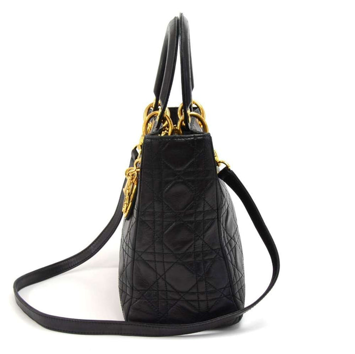 lady dior cannage quilt leather medium bag