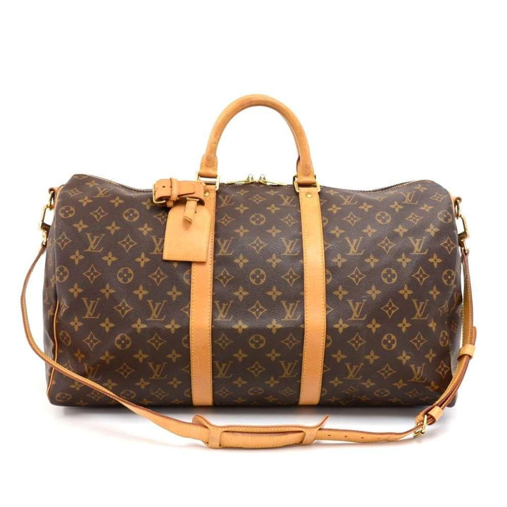 keepall 50 bandouliere monogram canvas travel bag with strap