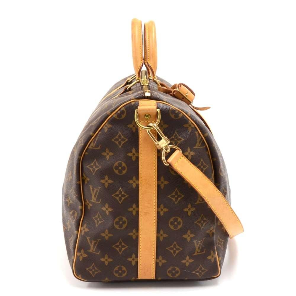 keepall 50 bandouliere monogram canvas travel bag with strap