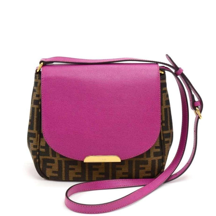 monogram canvas and fuschia leather crossbody bag