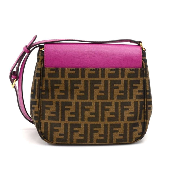 monogram canvas and fuschia leather crossbody bag