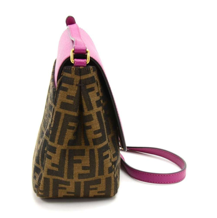 monogram canvas and fuschia leather crossbody bag