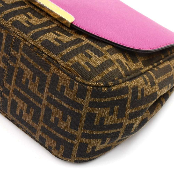 monogram canvas and fuschia leather crossbody bag