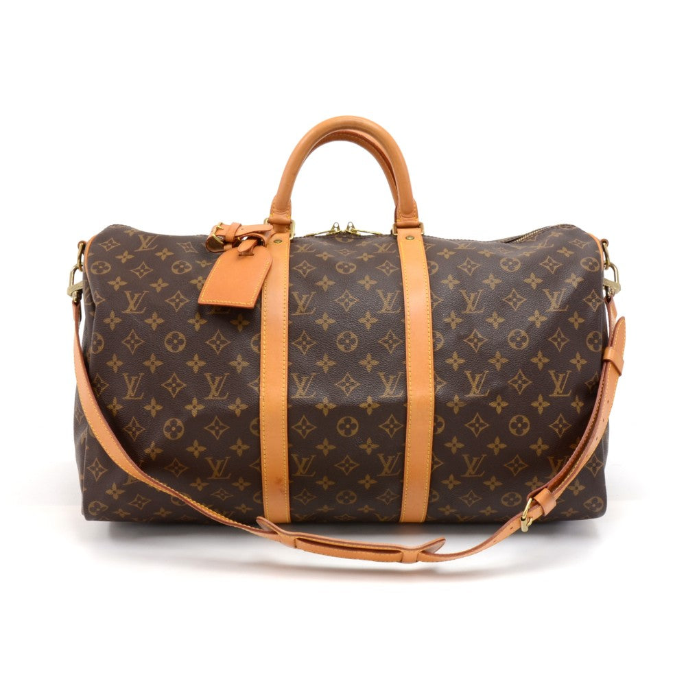keepall 50 bandouliere monogram canvas travel bag with strap