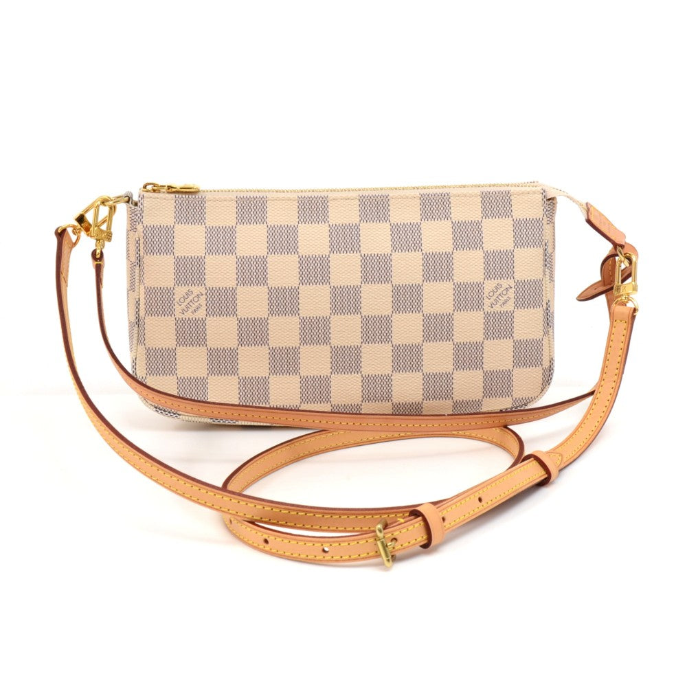 pochette accessoires damier azur canvas evening bag with strap
