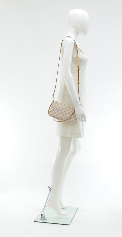 pochette accessoires damier azur canvas evening bag with strap