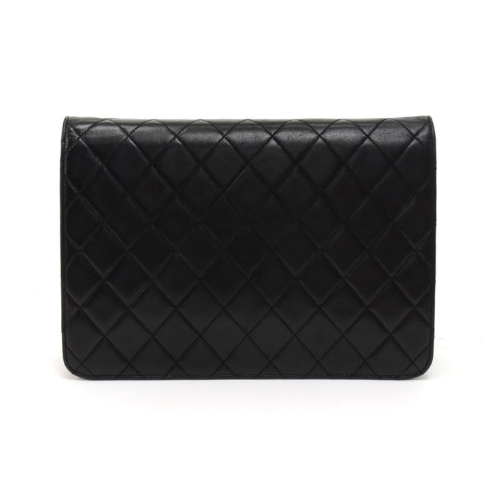 tall single flap quilted lambskin leather shoulder bag