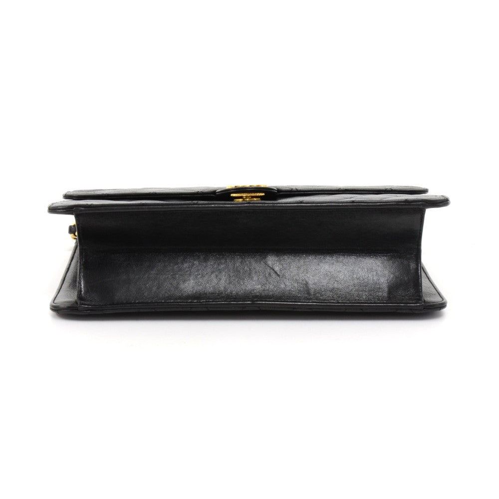 tall single flap quilted lambskin leather shoulder bag