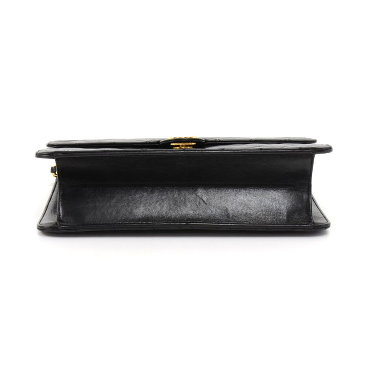 tall single flap quilted lambskin leather shoulder bag