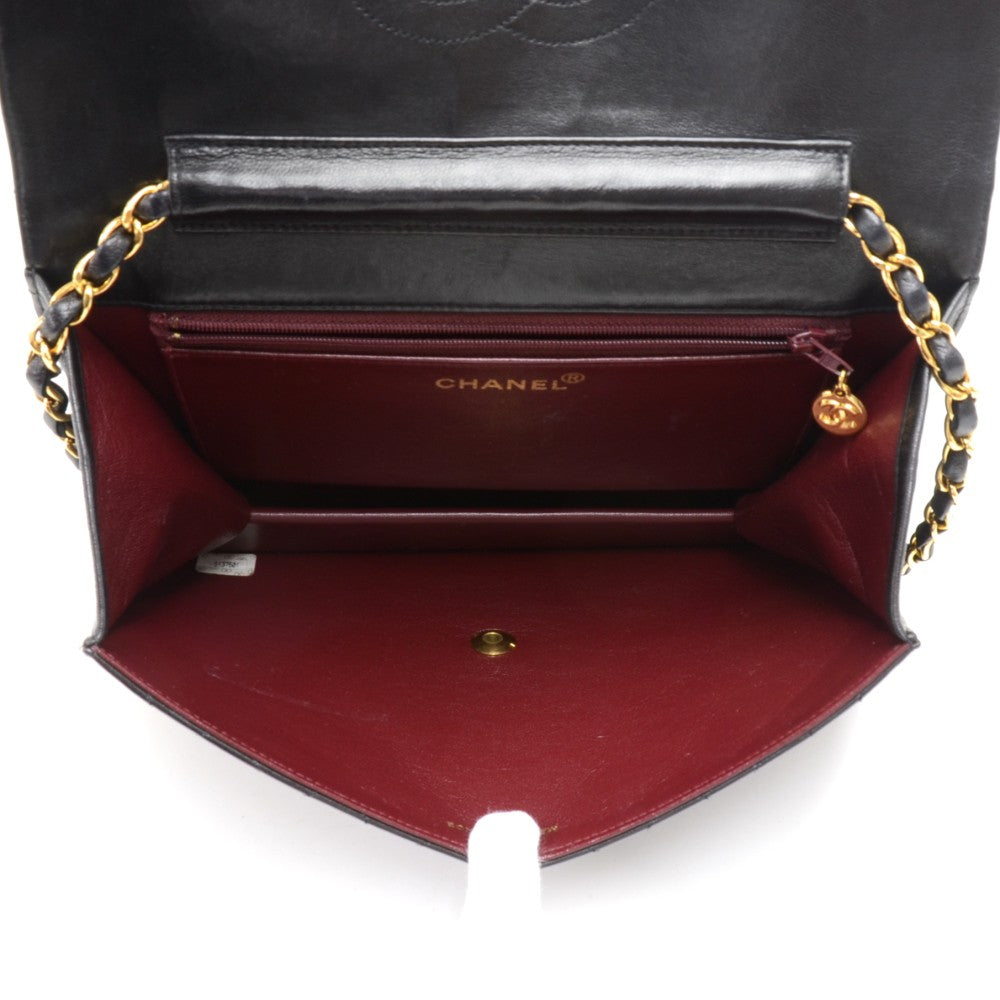 tall single flap quilted lambskin leather shoulder bag