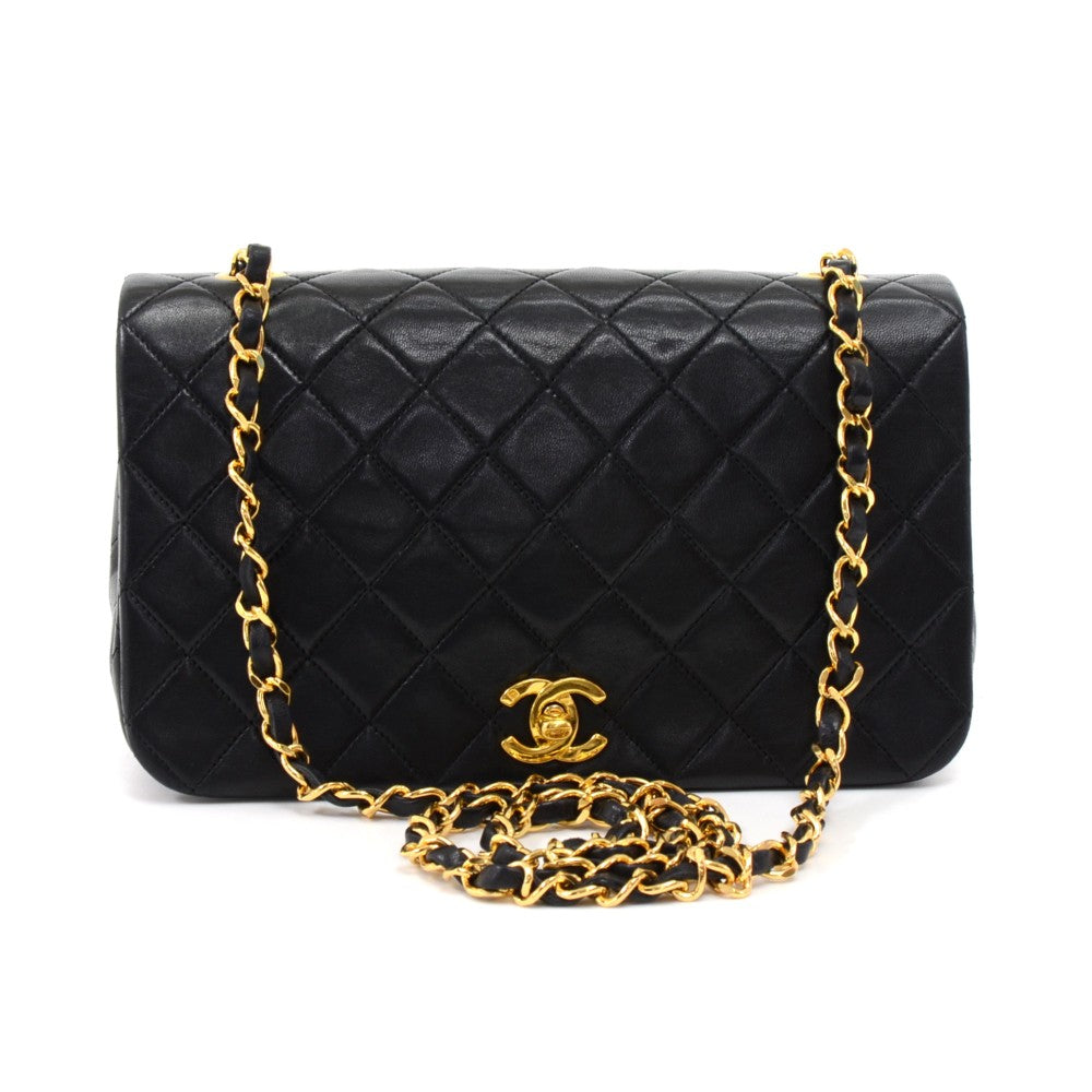 quilted lambskin leather single flap small shoulder bag