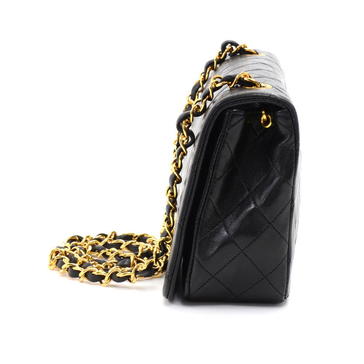 quilted lambskin leather single flap small shoulder bag