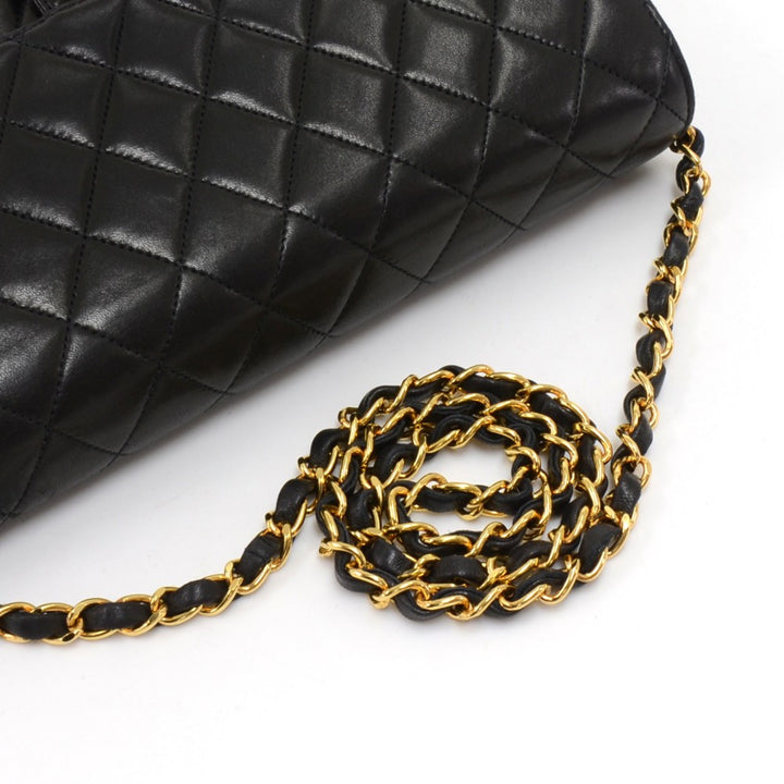 quilted lambskin leather classic half flap shoulder bag