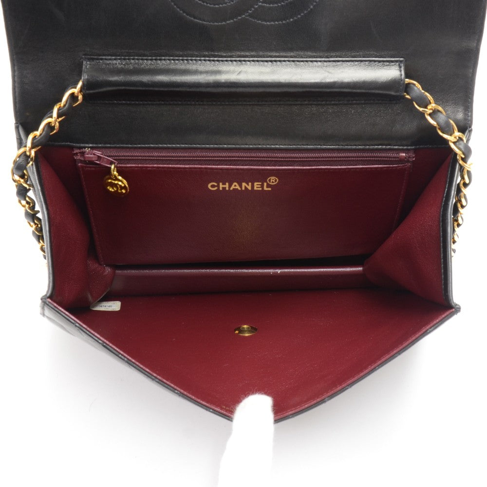 quilted lambskin leather classic half flap shoulder bag