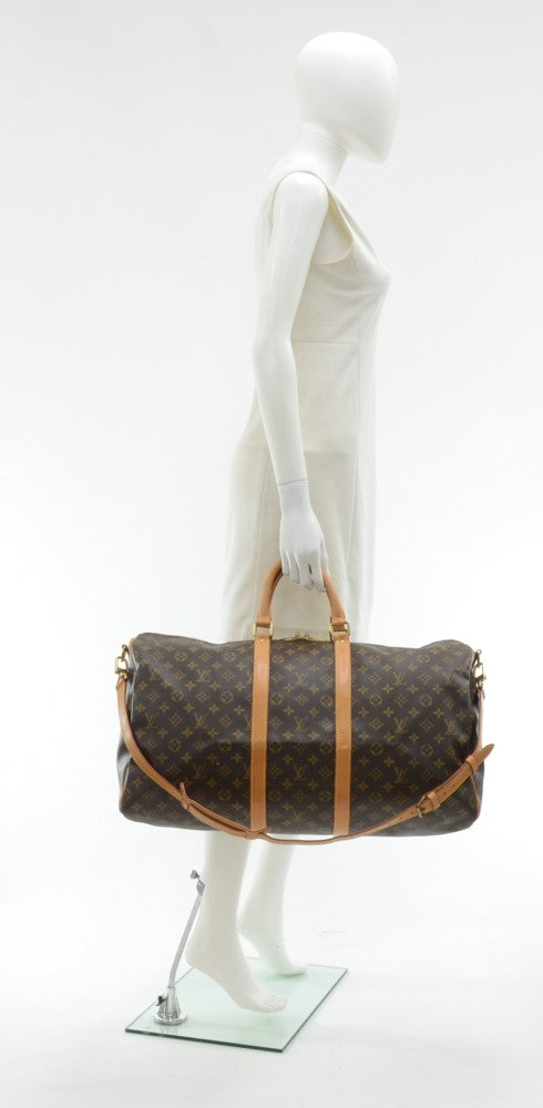 keepall 55 bandouliere monogram canvas travel bag with strap
