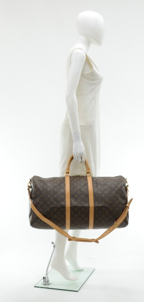 keepall 55 bandouliere monogram canvas travel bag with strap
