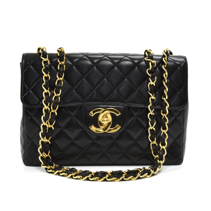 lambskin leather jumbo flap bag