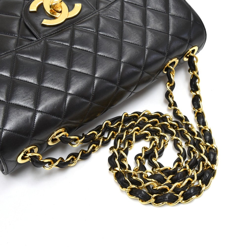 lambskin leather jumbo flap bag