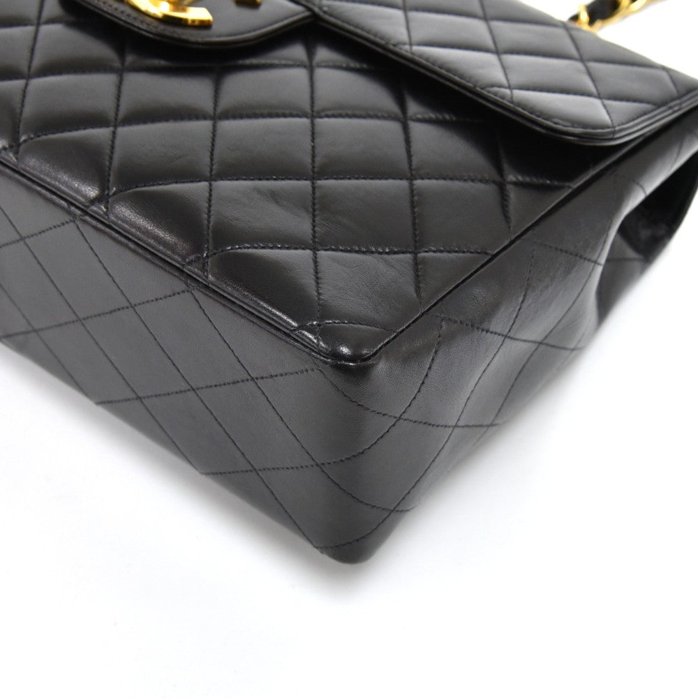 lambskin leather jumbo flap bag