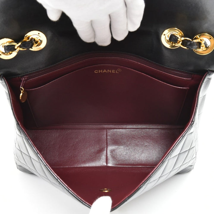 lambskin leather jumbo flap bag