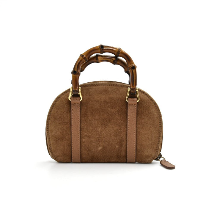 suede bamboo handle mini bag
