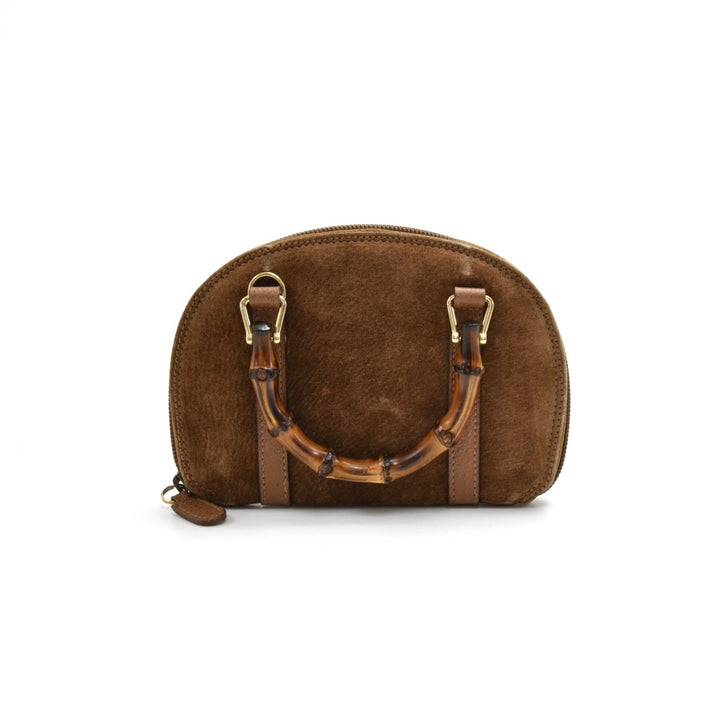suede bamboo handle mini bag