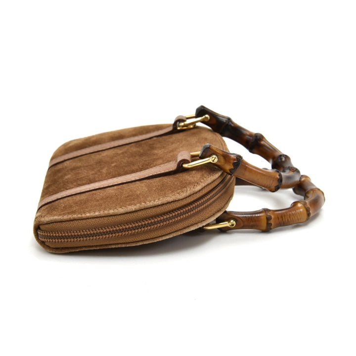 suede bamboo handle mini bag