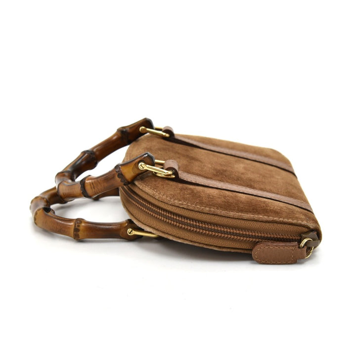 suede bamboo handle mini bag