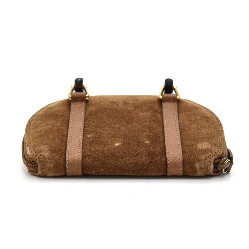 suede bamboo handle mini bag