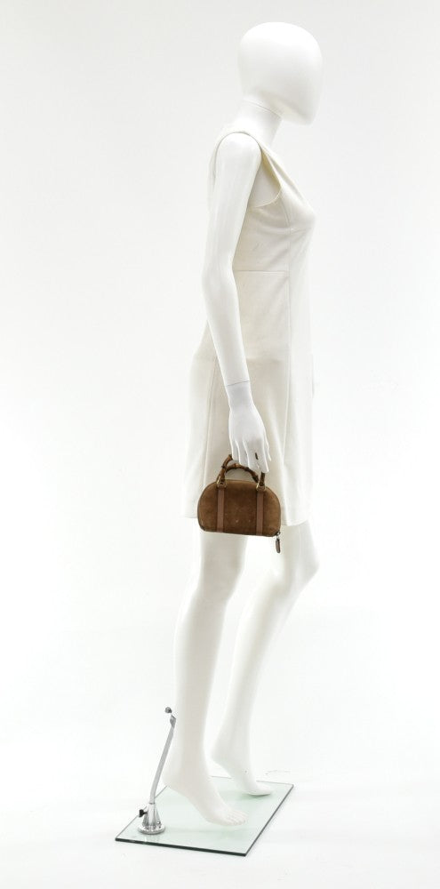 suede bamboo handle mini bag
