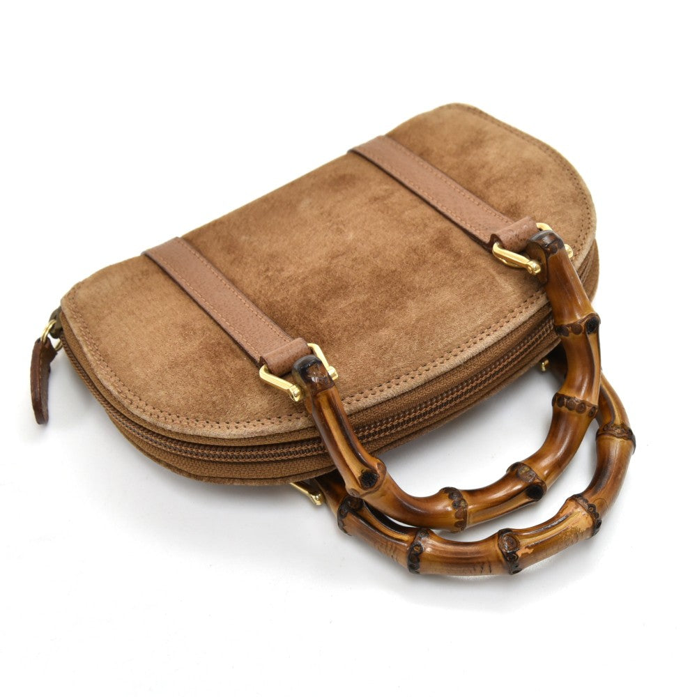 suede bamboo handle mini bag