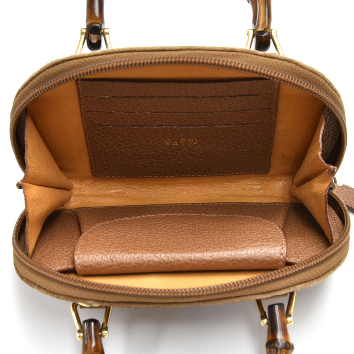suede bamboo handle mini bag