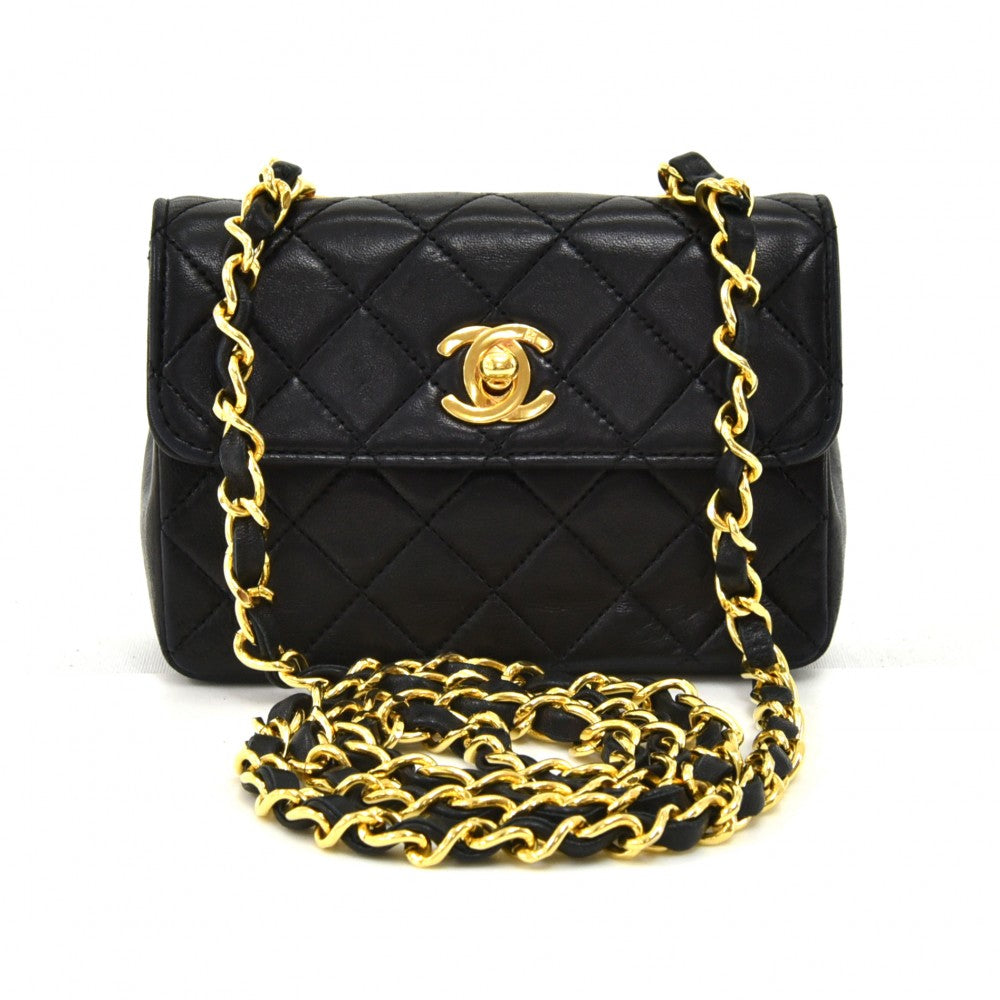lambskin leather micro mini flap bag