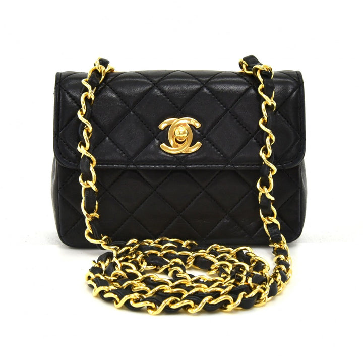 lambskin leather micro mini flap bag