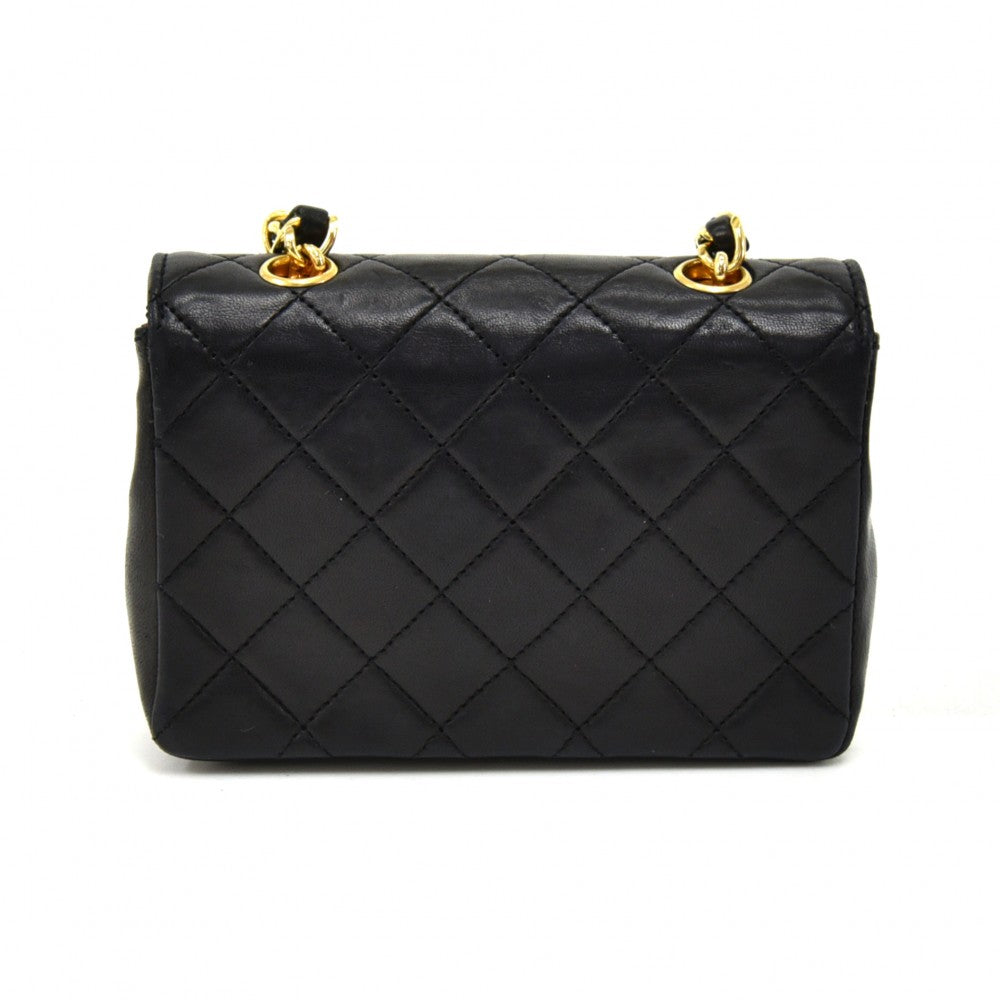 lambskin leather micro mini flap bag